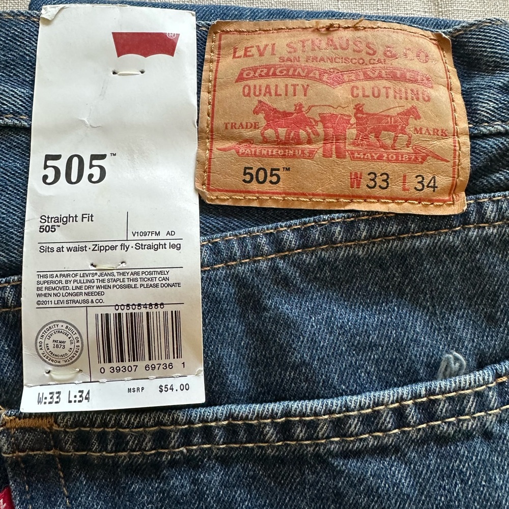 Levi's Men's Dark Indigo Straight Jeans - Picture 3 of 4